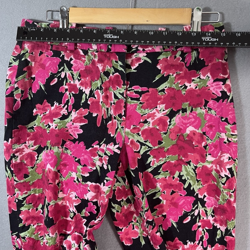 Talbots Ankle Pants Womens‎ Heritage Size 6 Curvy Black Floral Denim Pink Black - Picture 5 of 12